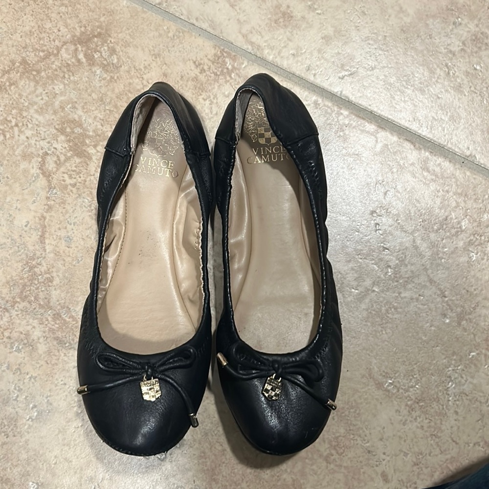 Black leather flats gently used.